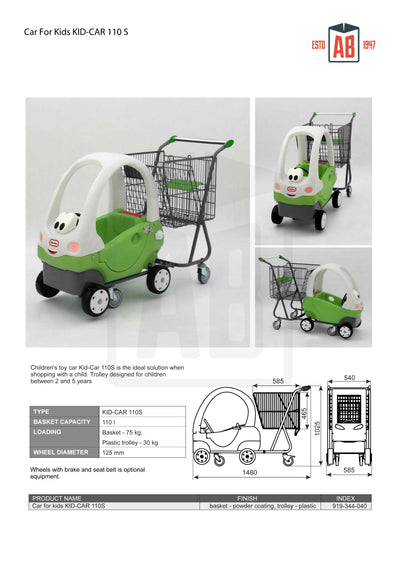 100L Shopping Trolley with Ride-In Kids Car