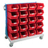 Mobile Small Parts Trolley with Bins | Louvred Panel Storage on Wheels