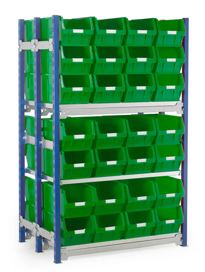 Double Starter Bay Shelving with Bin Kits | Heavy-Duty Small Parts Storage