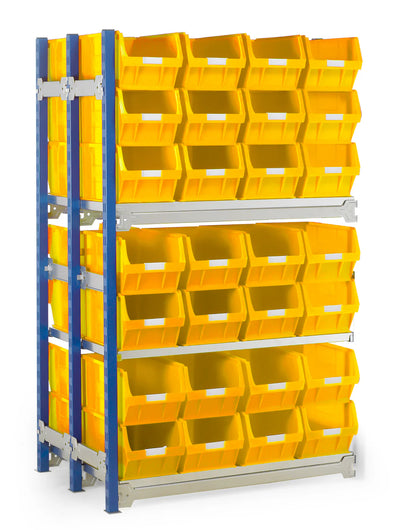 Double Extension Bay Shelving with Bin Kits | Heavy-Duty Small Parts Storage