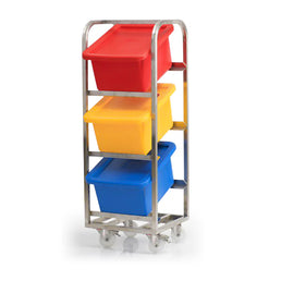 3 Bin Ingredients Trolley – Stainless Steel | Mobile Storage Rack for 34 Litre Rectangular Containers | Free Delivery