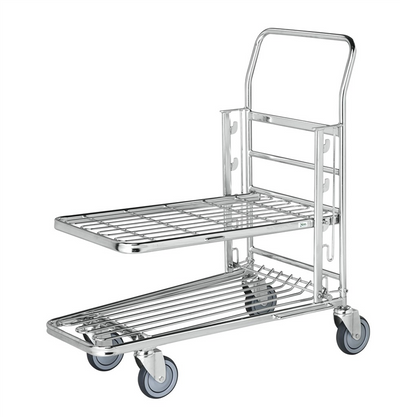 Stackable Shop Trolley with Adjustable Upper Shelf – 300kg Load Capacity
