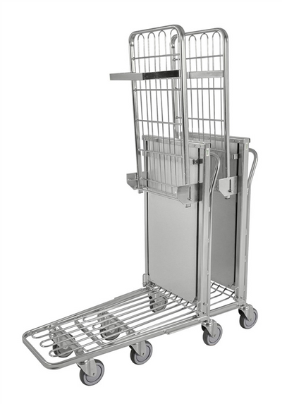 Stackable Shop Trolley with Fold-Up Upper Shelf – 100kg Shelf Capacity