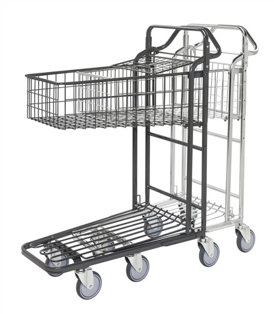 Shop Trolley with Basket – Stackable Storage and Retail Trolley