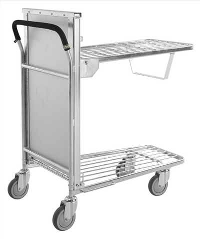 Stackable Shop Trolley with Fold-Up Upper Shelf – 100kg Shelf Capacity