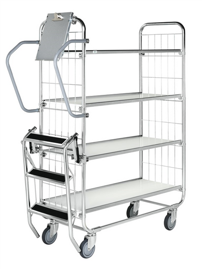 Series 8000 Shelving Trolley – Electrogalvanised with Central Lock – 250 kg Capacity (1395 × 470 × 1590 mm)