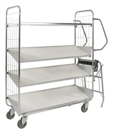 Series 8000 Shelving Trolley – Electrogalvanised with Central Lock – 250 kg Capacity (1395 × 470 × 1590 mm)