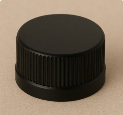 48R3 Black Polypropylene Wadless Caps – Durable, Liner-Free Closure