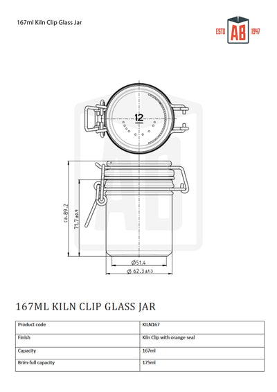 167ml Kilnclip Glass Jar