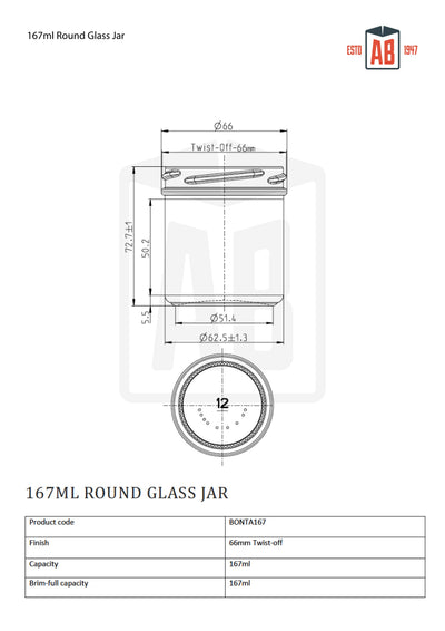 167ml Round Glass Jar