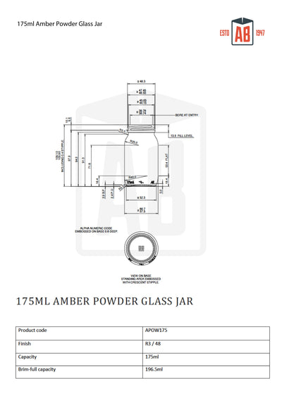 175ml Amber Glass Powder Jar