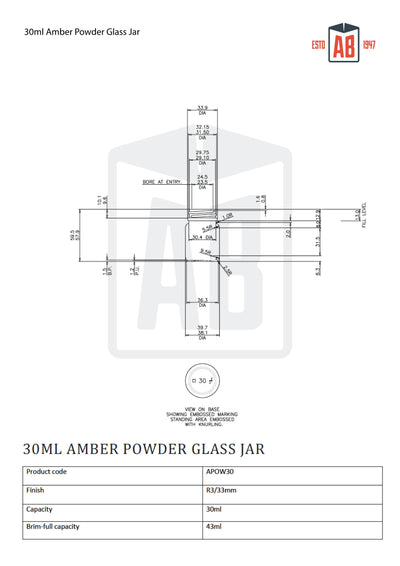 30ml Amber Glass Powder Jar