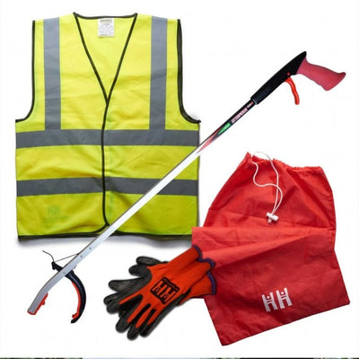 Adult Litter Picker Kit – 850mm Litter Picker, Hi-Vis Vest, Gloves & Bag