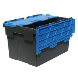 600 x 400 x 365mm Attached Lid Plastic Box (65L) – Heavy Duty PP Storage Container