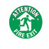 Attention Fire Exit Floor Marker Sign – 430mm Diameter Warehouse Graphic Sign
