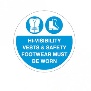 Floor Marker Graphic Sign – Hi-Visibility Vest & Safety Footwear Must Be Worn
