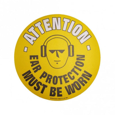 Floor Marker Graphic Sign – Attention Ear Protection Must Be Worn