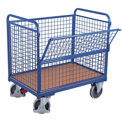 Mesh Wall Platform Trolley – 1260x815x1095mm – Half Folding Front Gate – 500kg Capacity