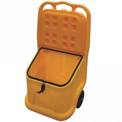 75kg Mobile Salt & Grit Bin Truck with Wheels & Handle – 590 x 435 x 1070mm