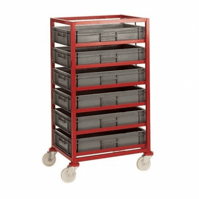 Mobile Shelf Tray Rack Trolley with Euro Containers