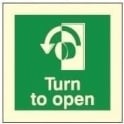 Photoluminescent Turn to Open (Left) Sign – Emergency Exit Safety Sign
