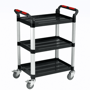 3 Shelf Plastic Tray Trolley with Brakes, 150kg Capacity, 460 x 750 x 980mm