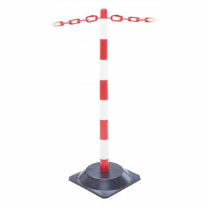 Free-Standing Plastic Safety Post 40mm Dia x 870mm H with Chain Eyes