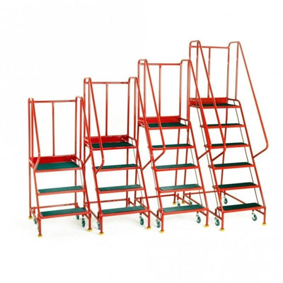 Premier Mobile Safety Steps with Ribbed Rubber Treads – 3 to 6 Step Warehouse Ladders