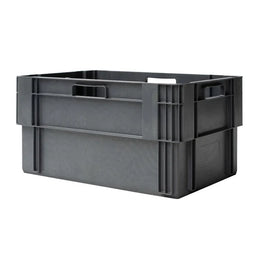 Grey Stack and Nest Box – 600x400x300mm – 60 Litres – Durable Nestable Stacking Container