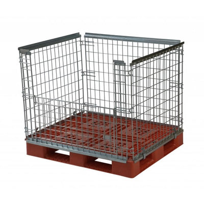 Stackable Pallet Retention Unit with Half Hinged Gate