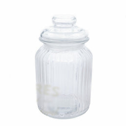 1 Liter Geribbelde Knop-Stopper Glazen Pot