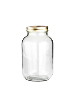 1 Liter Transparante Glazen Mason Jar met 2-delige Gouden Deksel